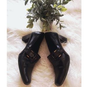 Kate Ann Dark Brown Leather Heeled Loafers